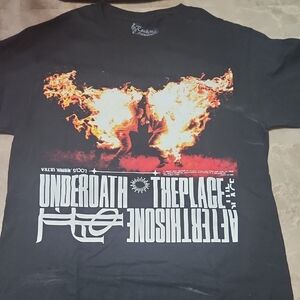 UNDEROATH Black Graphic Tee with Fiery Design
